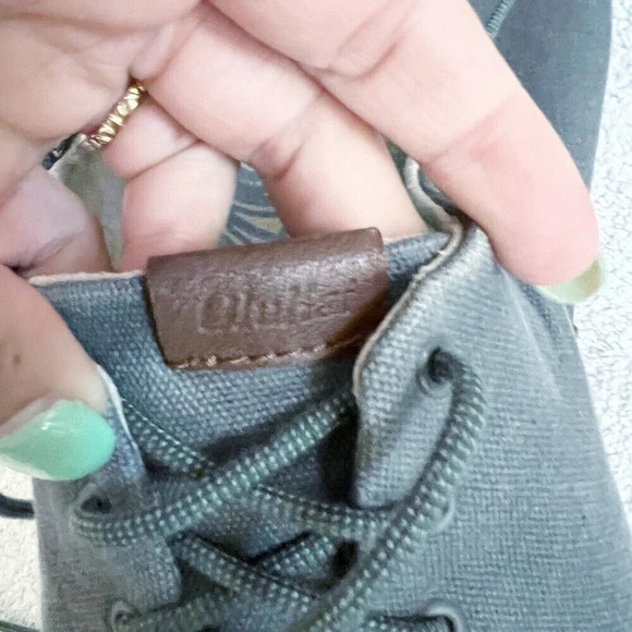 OluKai Manoa Mens 10.5 Casual Oxfords Lace Up Shoes Canvas Slip On Gray Comfort - Picture 10 of 12